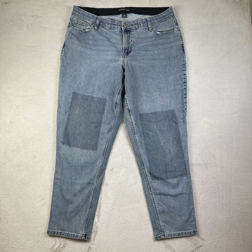 Calvin Klein Jeans Womens 16W Mid Rise Slim Boyfriend Medium Wash Denim Stretch